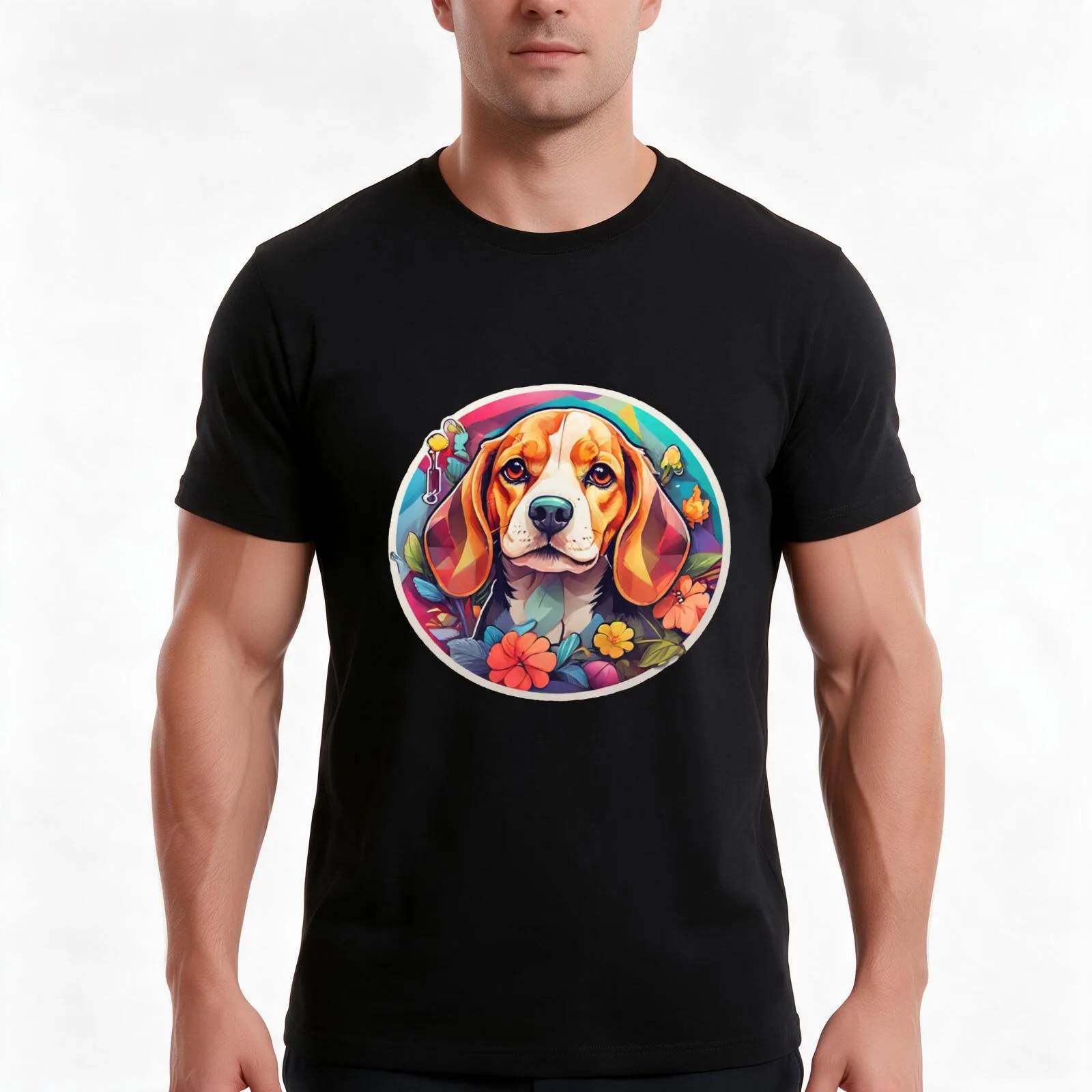 Spring Beagle T-Shirt, Summer Casual Cotton Tee, Oversized Streetwear Tops, Vintage Graphic Print, Loose Fit Short Sleeve
