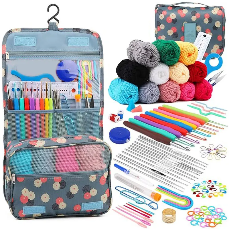 

Набор для вязания крючком для начинающих и взрослых, набор аксессуаров для вязания крючком включает пряжу, стартовый набор для вязания крючком для детей, эргономичные крючки для вязания крючком