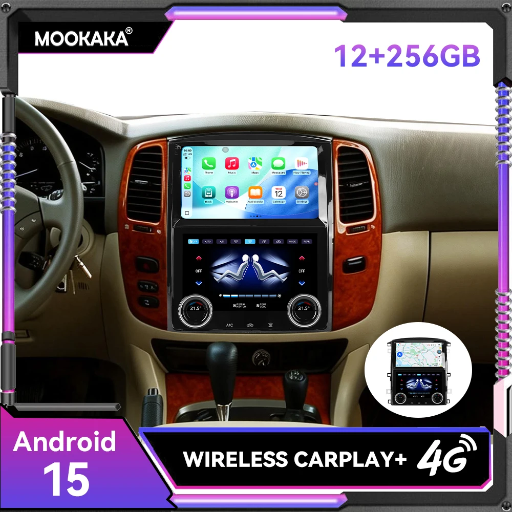 Estéreo para Auto Android 15 con Pantalla Dual de 10.1 Pulgadas para Toyota Land Cruiser 100 LC100 Lexus LX470 2002-2007, GPS, Navi, CarPlay, Unidad Principal DSP