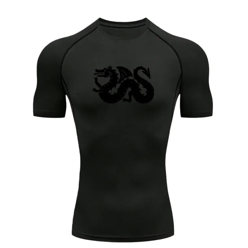 

Black Dragon 2026 Men Sports T-shirt Training Gym Jogging Running Workout T-Shirt Compression Rashgard Tops Short Sleeve T-Shirt