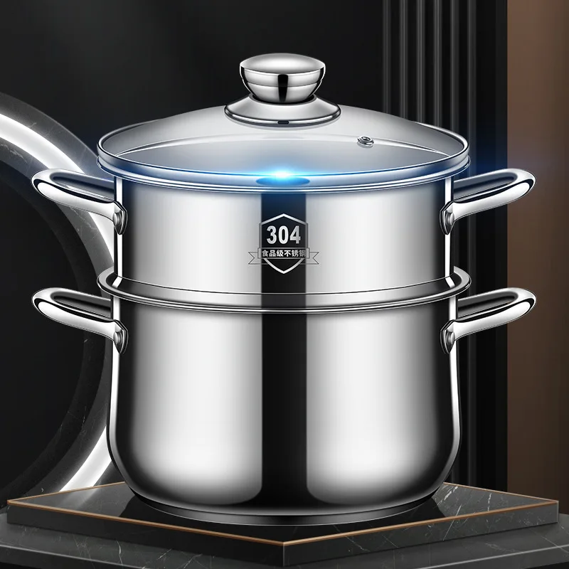 Double Soup Steamer Double Ear Sealed Micro Pressure Cooker 304 Stainless Steel Compound Bottom Boil Milk Pot Hot Pot