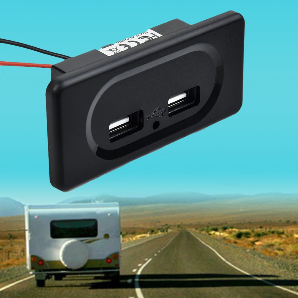 デュアルUSB2ポート充電器ソケット、12v車、ボート、モーターホーム、変更された車、キャラバン、急速充電アクセサリーdc5v、3.1a、1個