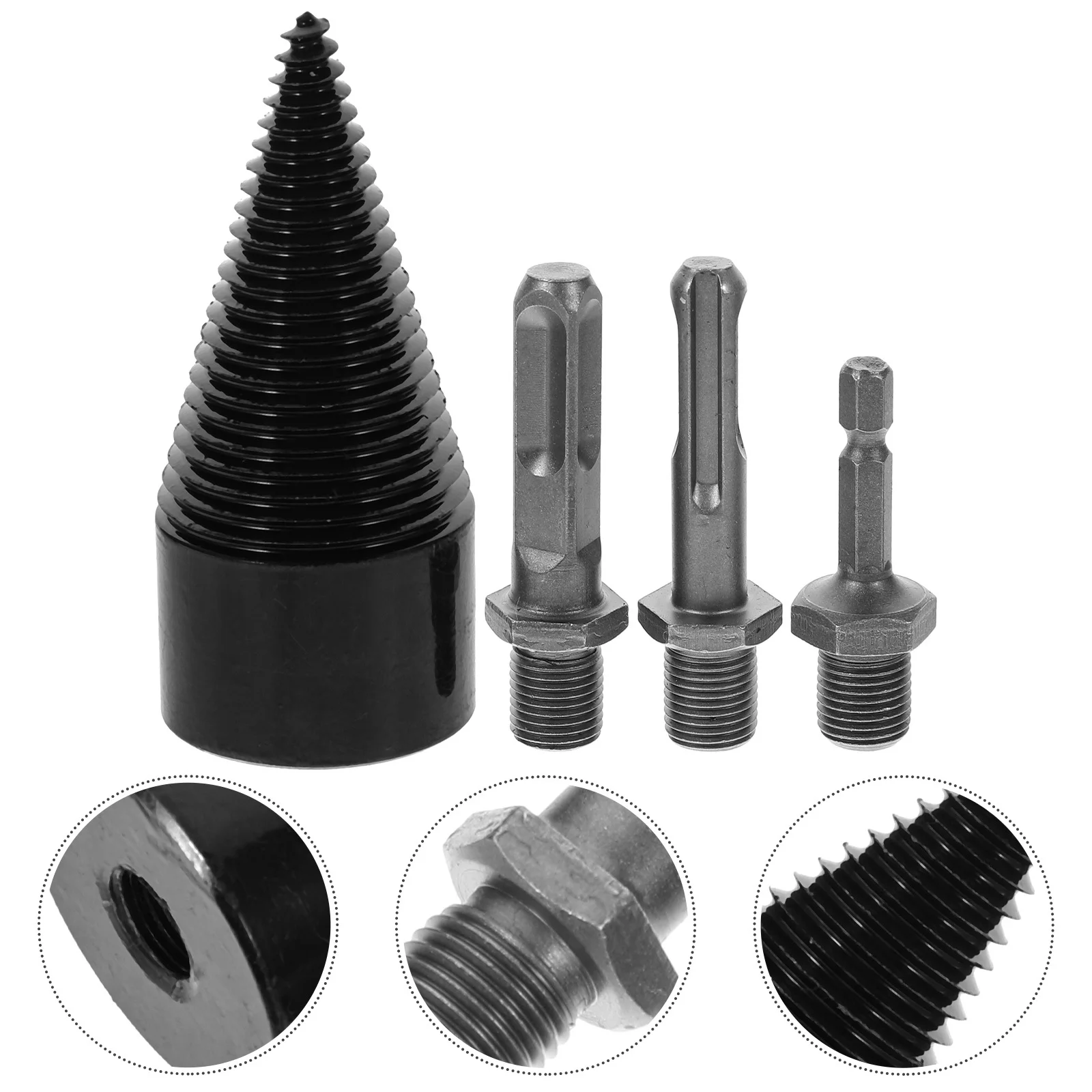 1 مجموعة مطرقة كهربائية الحطب مثقاب الخشب الخشب الفاصل المخاريط الصلب قوي تأثير مقاومة الخشب مثقاب الخشب لتقسيم سجلات #4