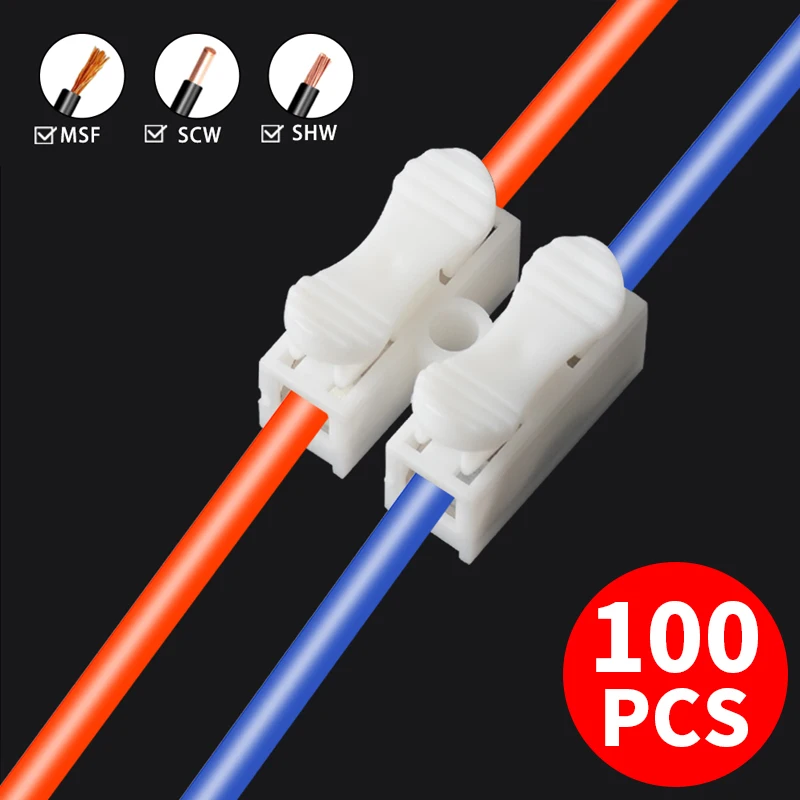 

JINH 100Pcs 2P CMK 823 Quick Connectors Mini Press Type Inline Docking Electrical No Screw No Sloding Wires Universal Splice