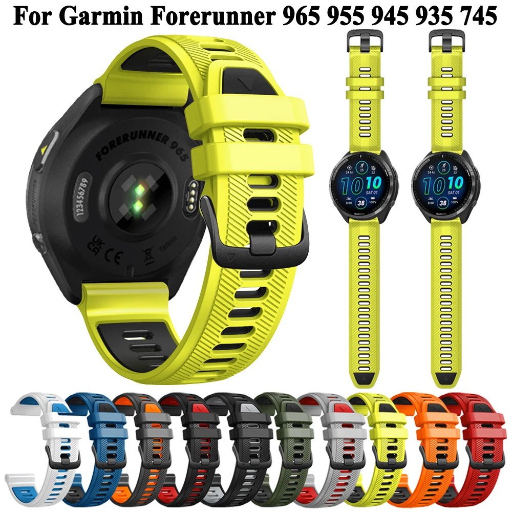 Correa de silicona de 22mm para Garmin Forerunner 965, 955, 945, 935, 745, pulsera de repuesto, accesorios para reloj inteligente