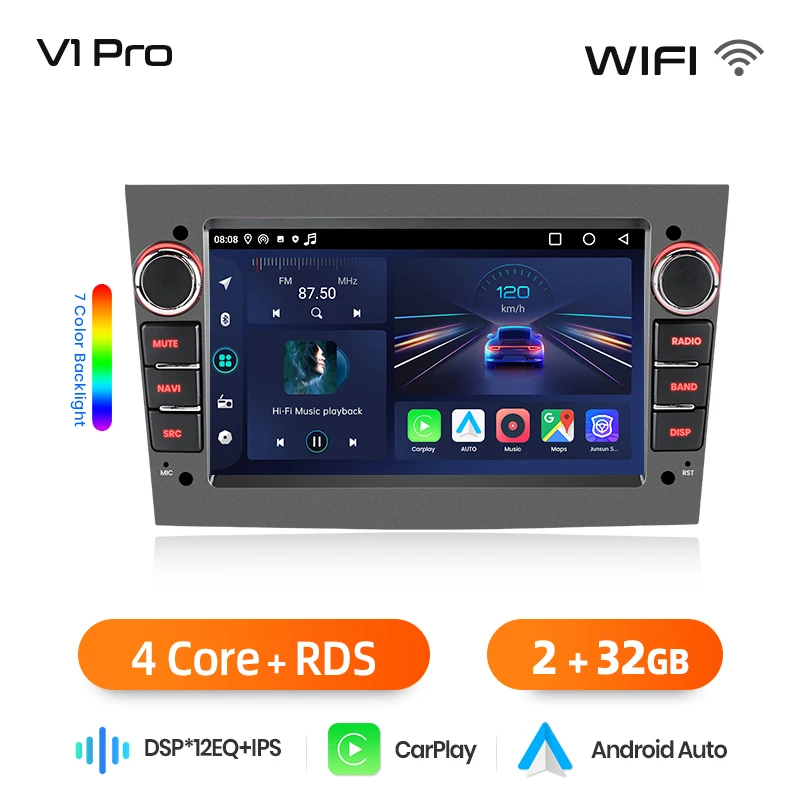 Junsun Draadloze CarPlay voor Apple Android Auto Radio voor Opel Astra Vectra Vauxhall Antara Zafira Corsa Vivaro Meriva BT RDS
