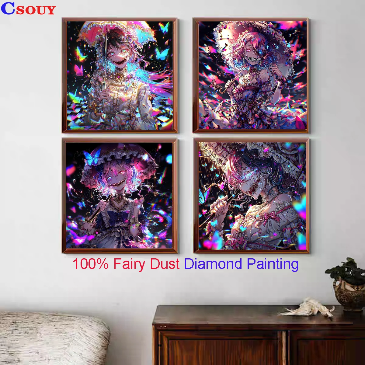 100% Fairy Dust Diy Diamond Painting Cross Stitch Sawtooth Fairy Cartoon Square Drill Full Crystal Embroidery Mosaic Decor Needl