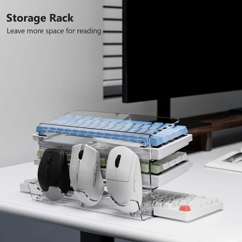 

Acrylic Keyboard Bracket Custom Transparent Desktop Tray Personality Keyboard Mouse Multi-Layers Storage Rack Mice Collection