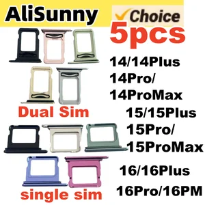 Bilashmart 5 Single Sim Card Tray Holder iPhone 16 Plus 16 Pro Max Dual Sim Nano Adapter Slot Fix Parts