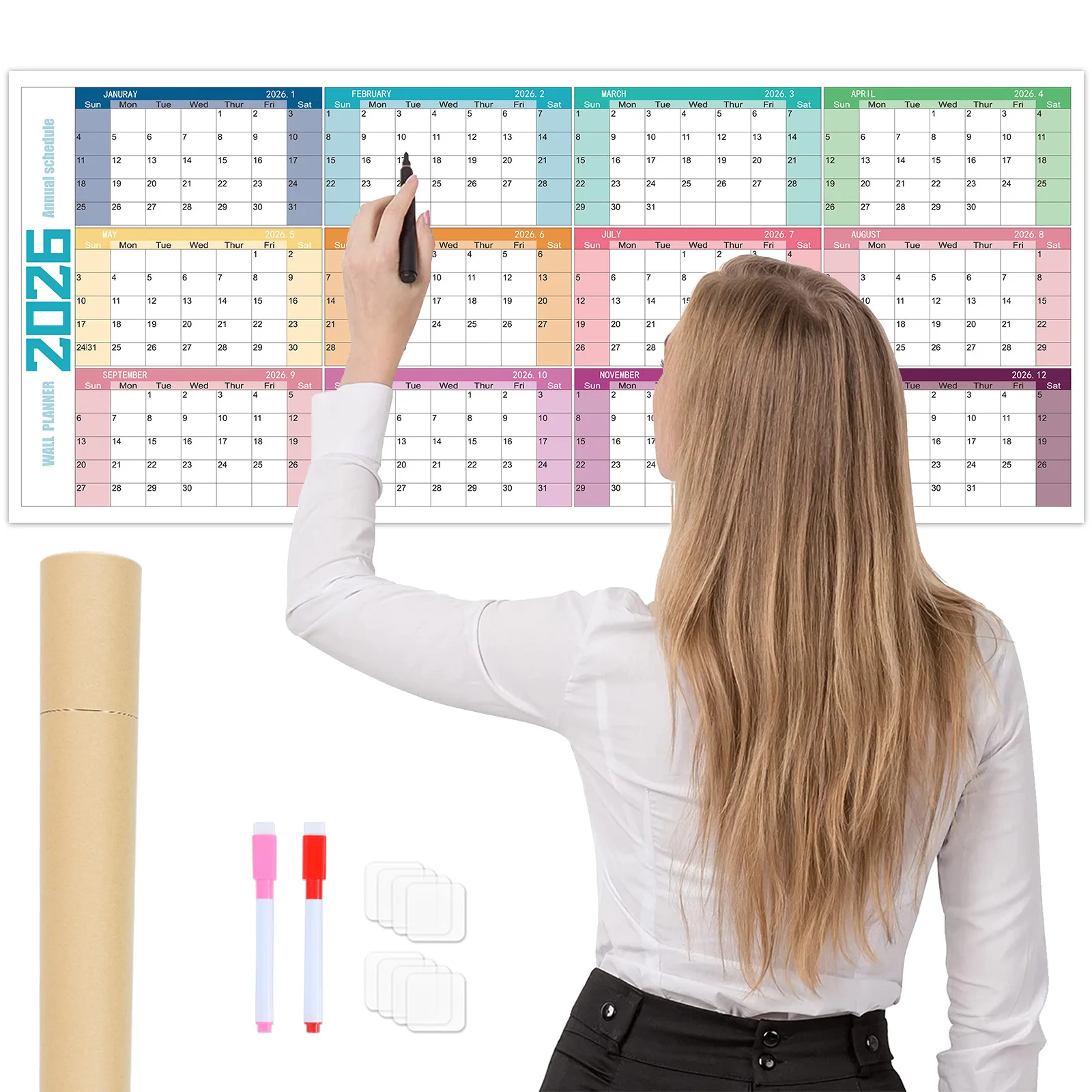 

English Edition Calendar Time-Sensitive 2026 Wall Calendar Agenda Schedule Calendar Practical Daily Schedule Planner For Daily