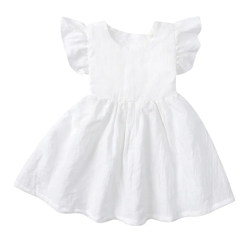 

Summer Kid Girl Dresses Baby Girl Princess Skirt Cotton Linen Solid Colour One-Piece Dress Children's Clothes