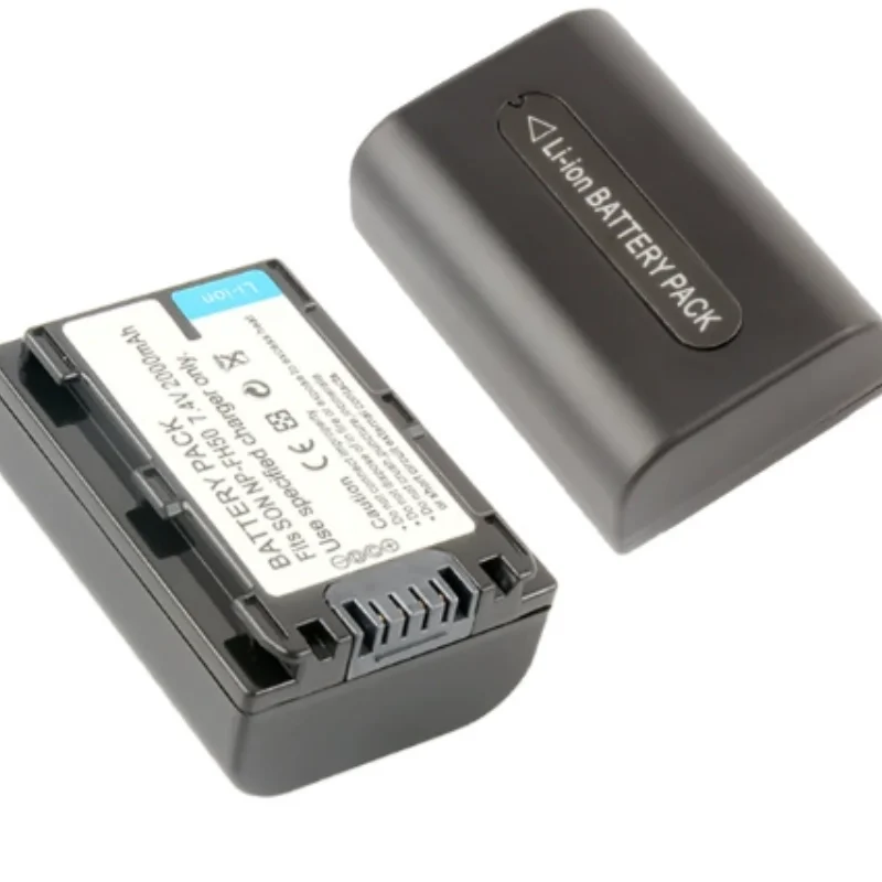 Batterie de remplacement NP-FH50 2000mAh pour caméscope Sony, bloc d'alimentation Li-ion Compatible avec HDR-SR5E/SR12E DCR-HC48E/DVD908E