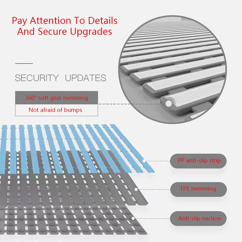 욕실 미끄럼 방지 매트, 방수 발 매트, 샤워실 바닥 흡입 컵 디자인, 낙하 방지 바닥 매트, 접이식 보관 매트