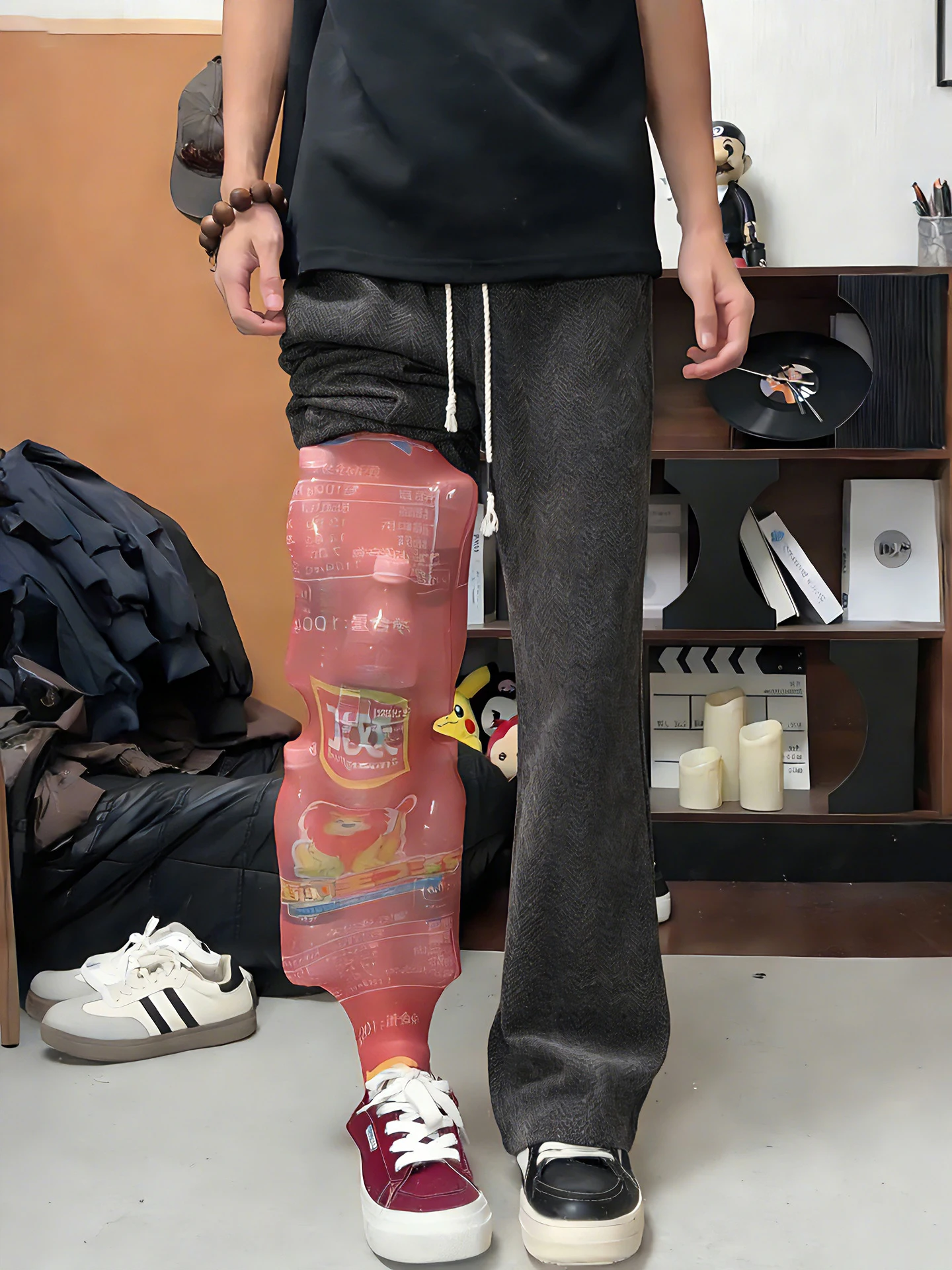 

Мужские зимние брюки Deep ey Tweed, утепленные, свободные, широкие, повседневные, с эффектом похудения