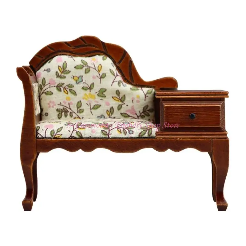 

85AE Detailed Antique Wooden Dollhouses Chaise Lounge 1 12 Scale Collectible