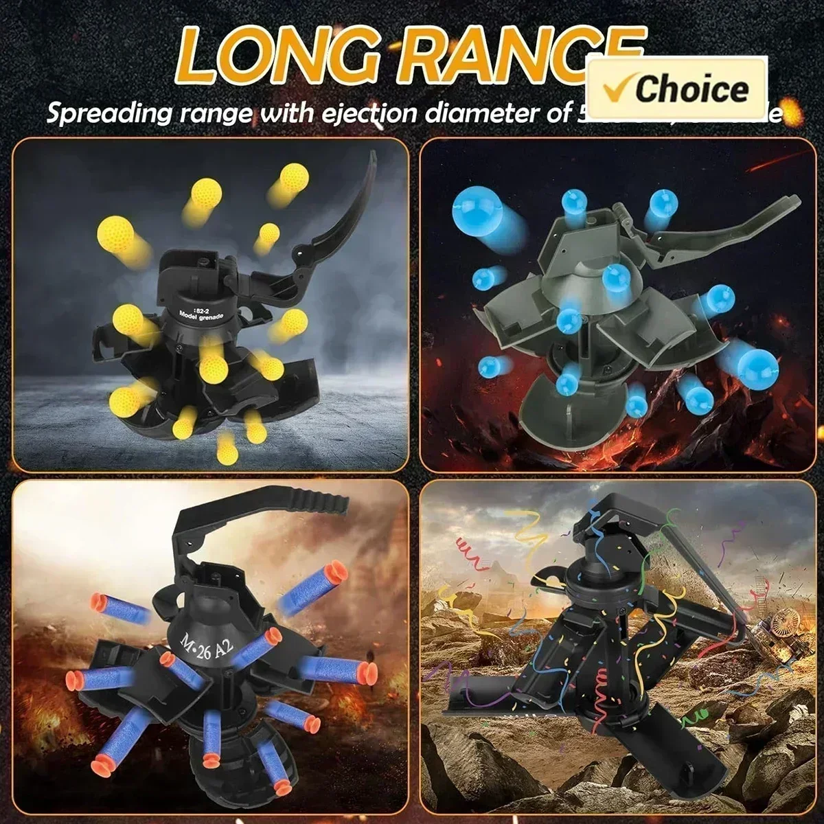 1/3 قطعة M26a2 قنبلة يدوية من النايلون نموذج انفجار قنبلة يدوية لعبة ، نموذج قنبلة الادسنس ، مضاد للسقوط ، إعادة الملء ، كرة جل ، قصاصات ، دقيق #4