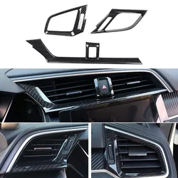 3Pcs Car Dashboard Air Vent Cover Trim Stickers For Honda Civic 10th 2016 2017 2018-2021 Carbon Fiber Black Auto Styling Parts