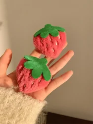 Cute Sweet Pink Strawberry Plush Side Hair Clip Women Girls Hairpin Barrette Headwear Fashion Hair Accessories
