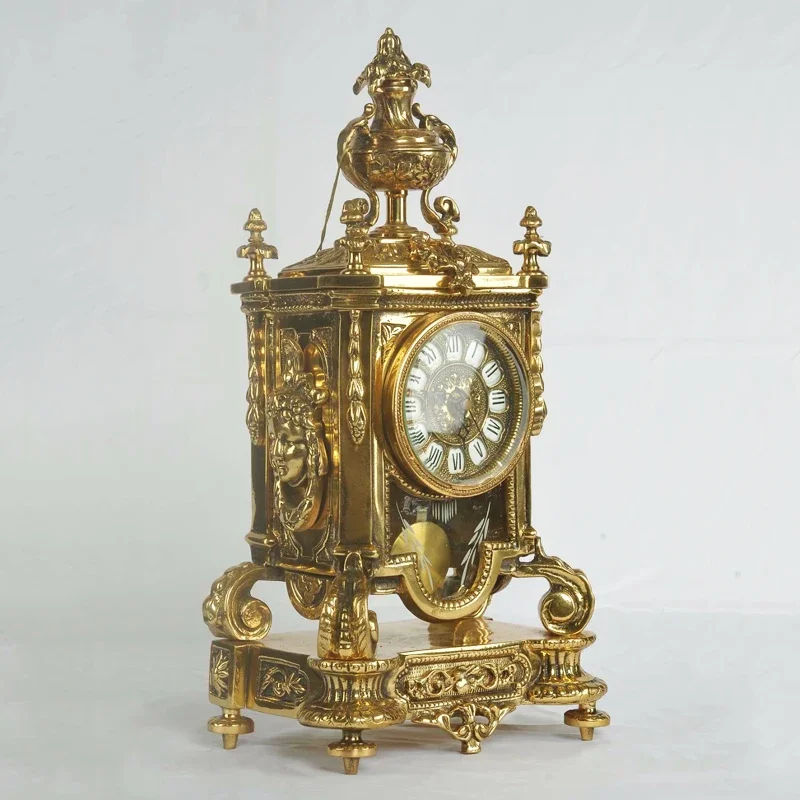 European classical home accessories, living room entrance fireplace, ornament clock handmade, all copper, palace clock 5835