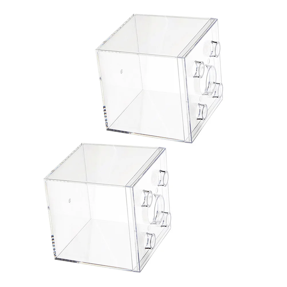 

2Pcs Plastic Transparent Storage Boxes Clear Cube Organizer Multiuse Drawer Container Square Storage Cubes Display Cube