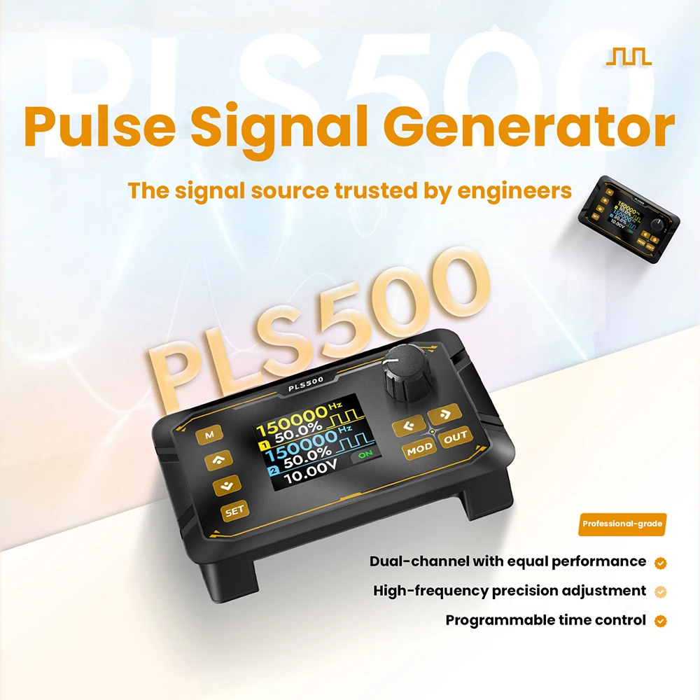 DC5-24V PLS500 Dual Channel Pulse PWM Signal Generator 1Hz~500kHz with Adjustable Dead Time and Programmable Support Switching