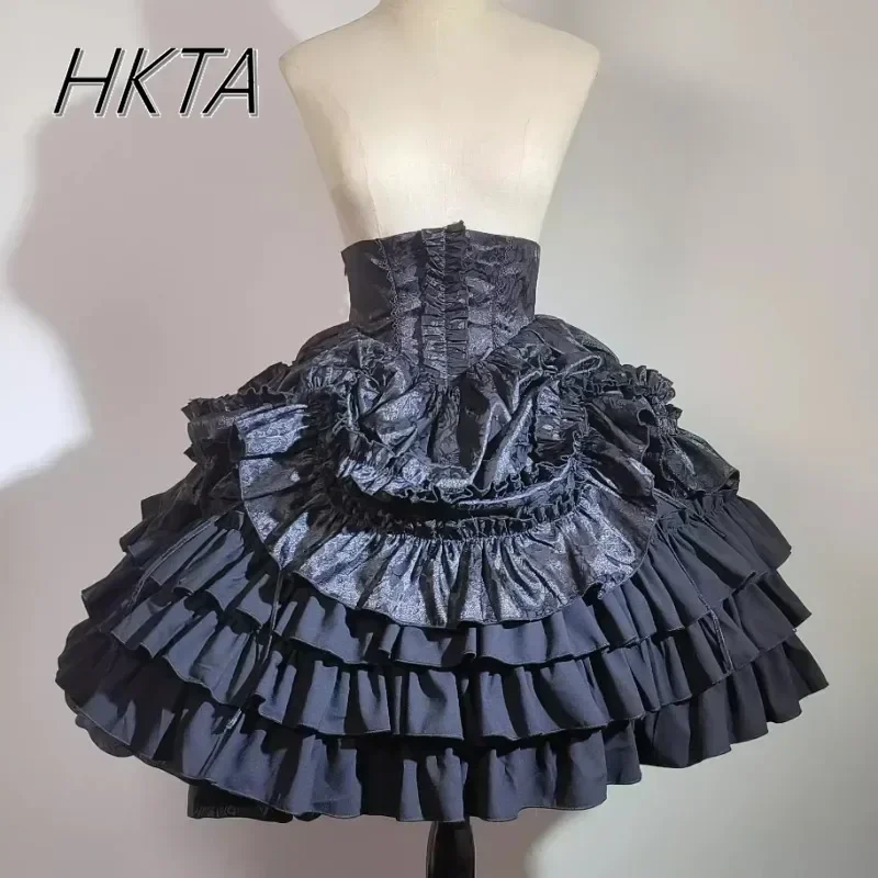 Gothic Style Lolita Halloween Y2K Skirt Girls Spring and Autumn Subculture Cosplay Cake Skirts High Waist Multi-layer SK Skirt