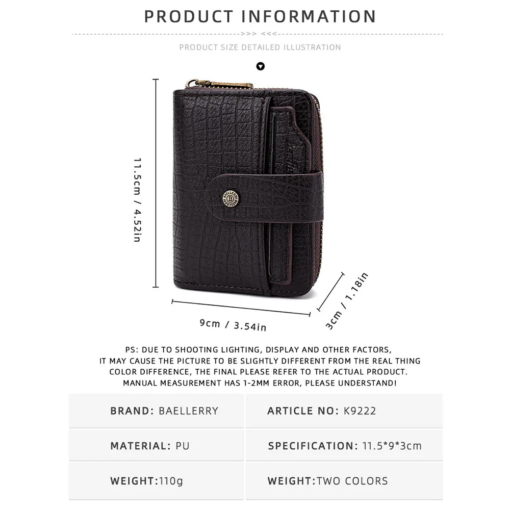 New Men Wallets Short Card Holder Zipper Male Purses Classic Simple Organ Card Bag PU Leather Stone Pattern Men Card Clips