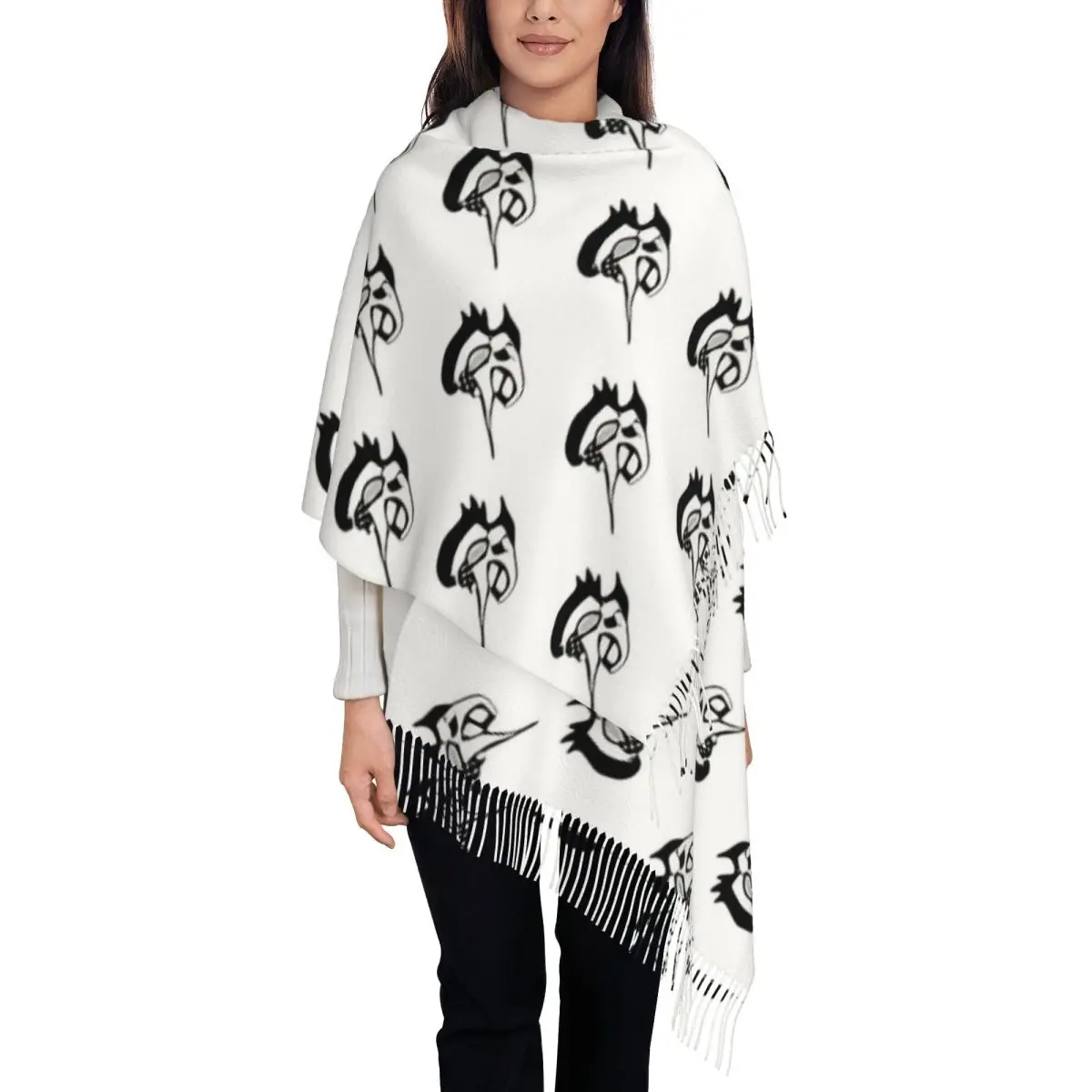 Womens Tassel Scarf Spamton Design Long Winter Fall Shawl and Wrap Deltarunes Video Games Daily Wear Cashmere Scarf