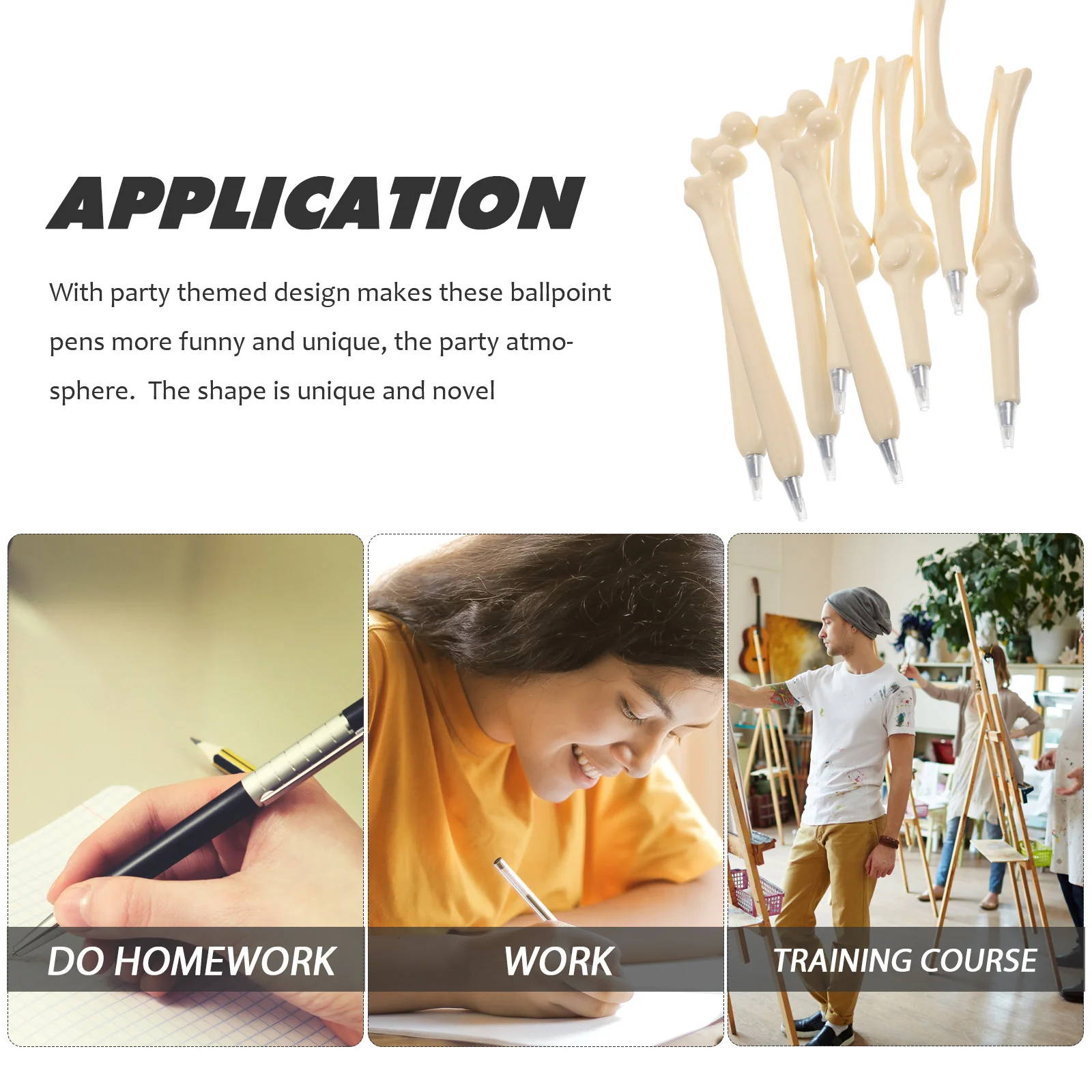 

8 Pcs Finger Pen Bone Ballpoint Pens Unique Design Writing for Adults Shaped Cute Multicolor Decorative