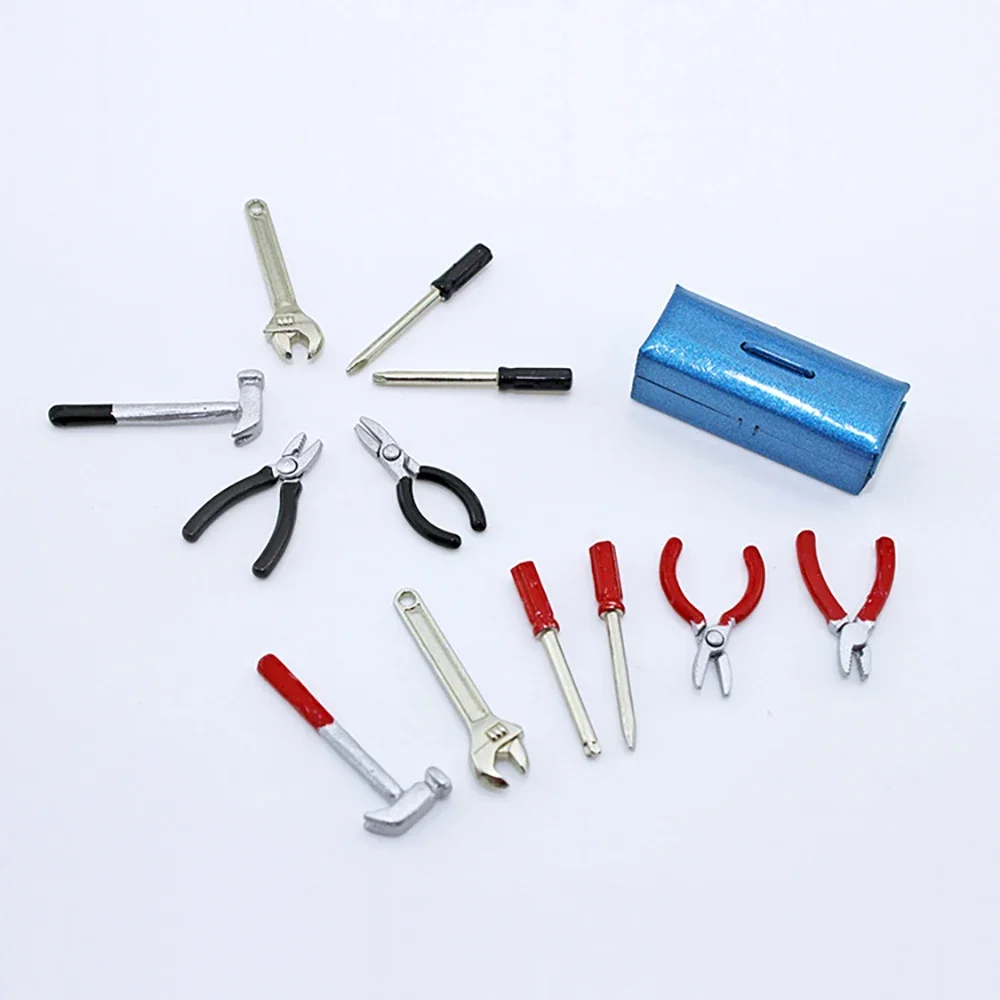 1/12 Doll House Miniature Alloy Repair Tools Simulation Toolbox Model Toys for Mini Decoration Dollhouse Accessories