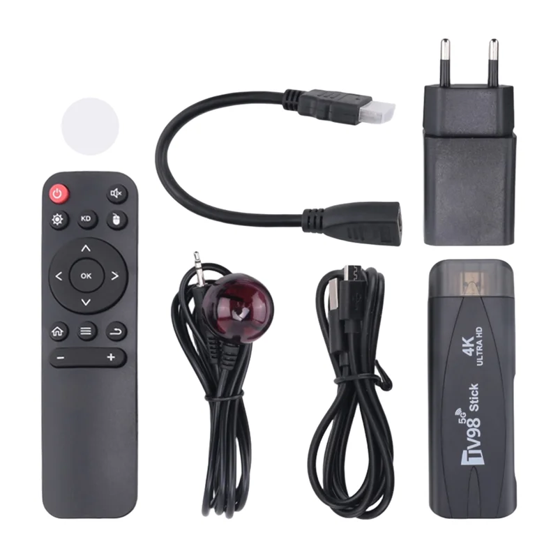 A98Z TV98 TV STICK 4K 60Fps décodeur 2G + 16G Android12.1 2.4G 5G Wifi Android installation facile (prise ue)