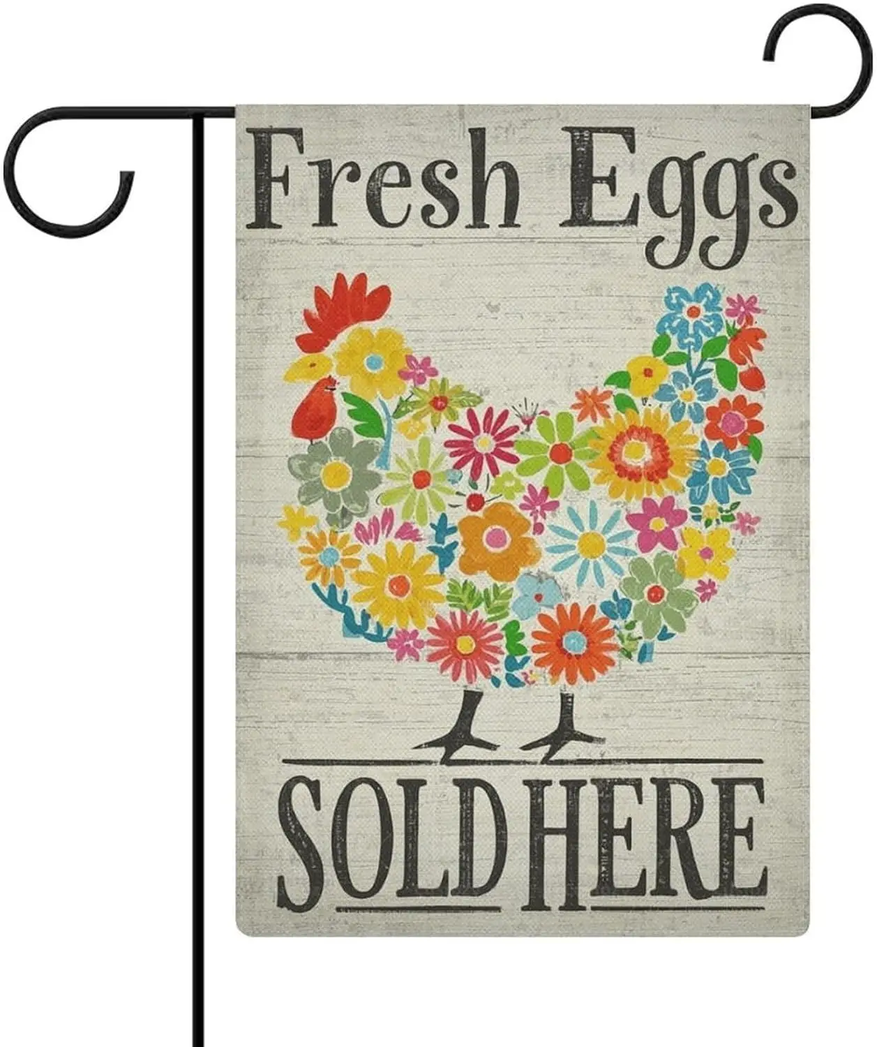 Garden Flag u201cFlower Chicken Fresh Eggs Sold Here u201d Double Sided 12x18 In Burlap Seasonal Yard Decoration for Outside yyi