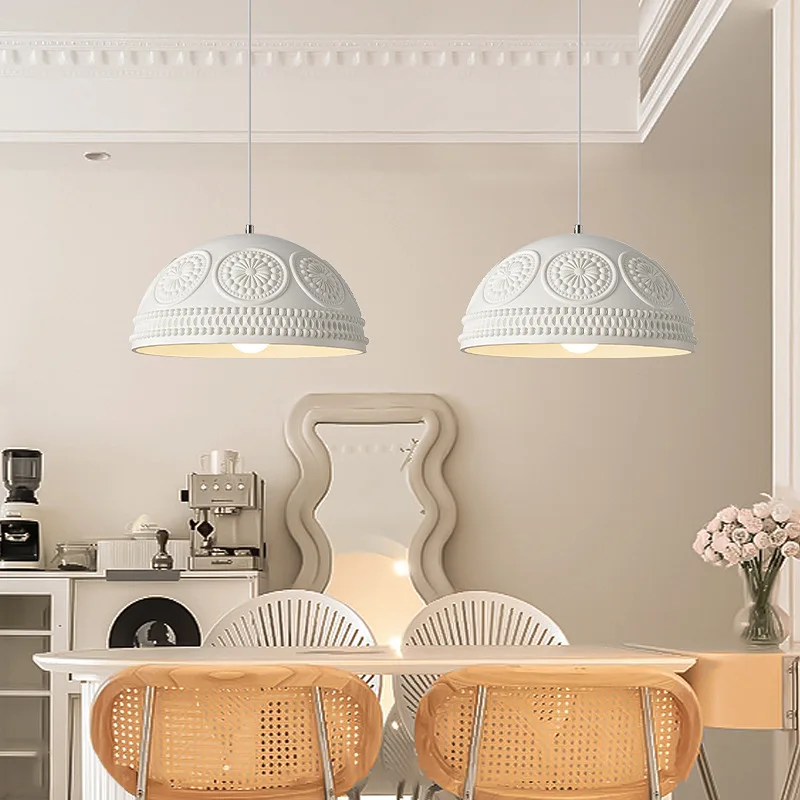 French Rustic Style Resin Chandelier For Dining Room Home Decoration Living Room Carving Art Lamps White Color E27 Bulb image 4