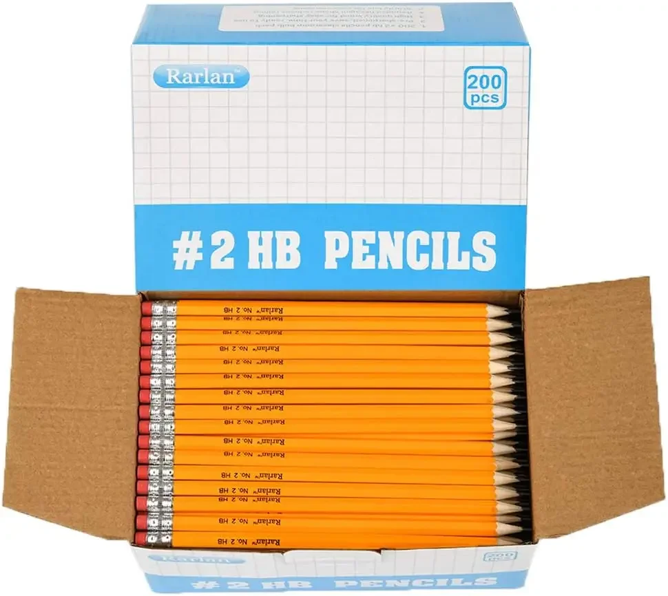 

200 Pre-sharpened HB Pencils Bulk Pack, High Quality Wood, Ready to Use for School & Office
