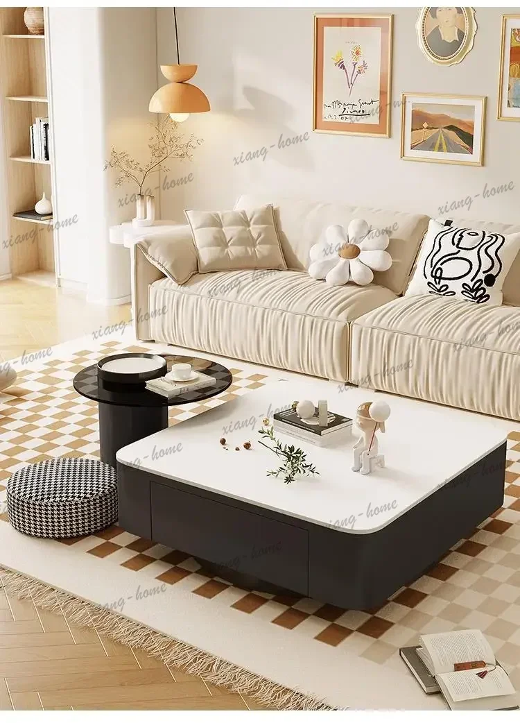 YJ Trendy Modern Coffee Table Hidden Storage Neutral Nordic Bedroom Coffee Table Living Room Tea Meuble Salon Luxury Furniture