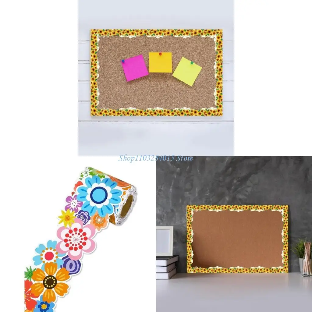 

R6FF 60.69ft Flower Leaf Bulletin Board Borders Trim for Classroom Decoration, Plant Leaf Flower Border Trim for Notice Board