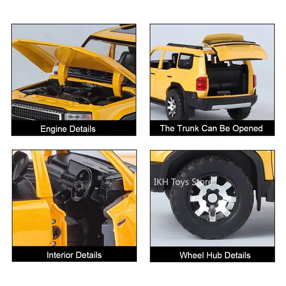1:32 Prado Tacoma Modell Spielzeug Geländewagen Metalldruckguss Stoßdämpfung Türen Geöffnet Sound Licht Auto Spielzeug für Kinder Geschenke