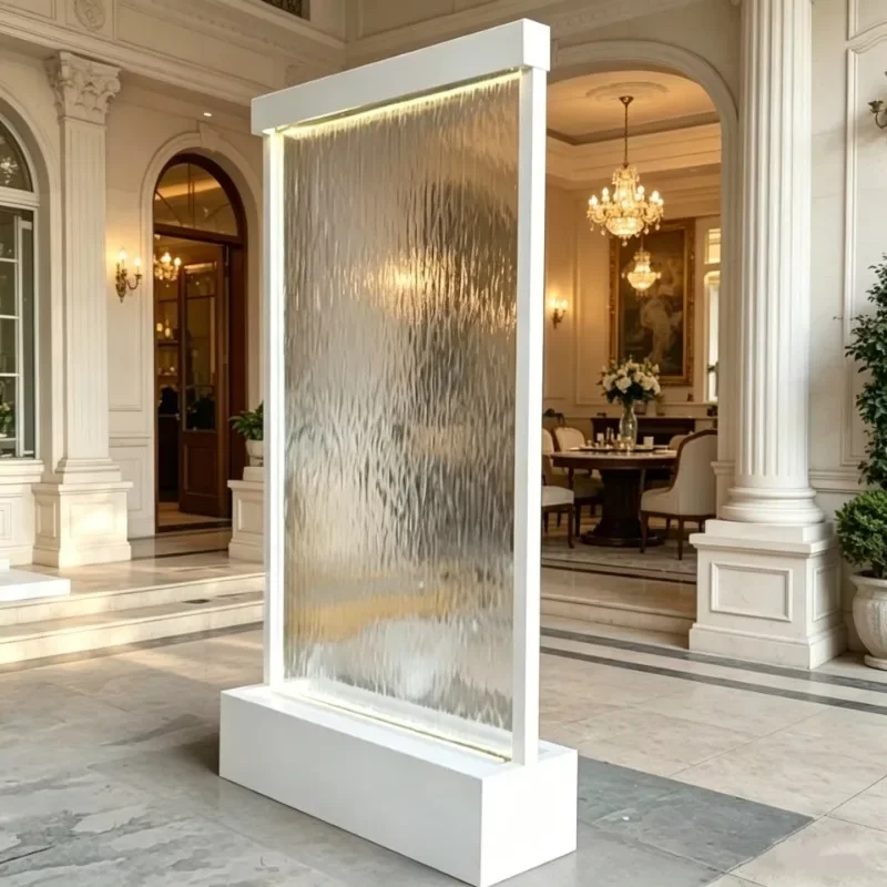 #Deposit Price Stainless Steel Glass WaterCurtain Waterfall Fountain Mirror Surface Water Wall For Hotel Lobby Wedding Scene Use