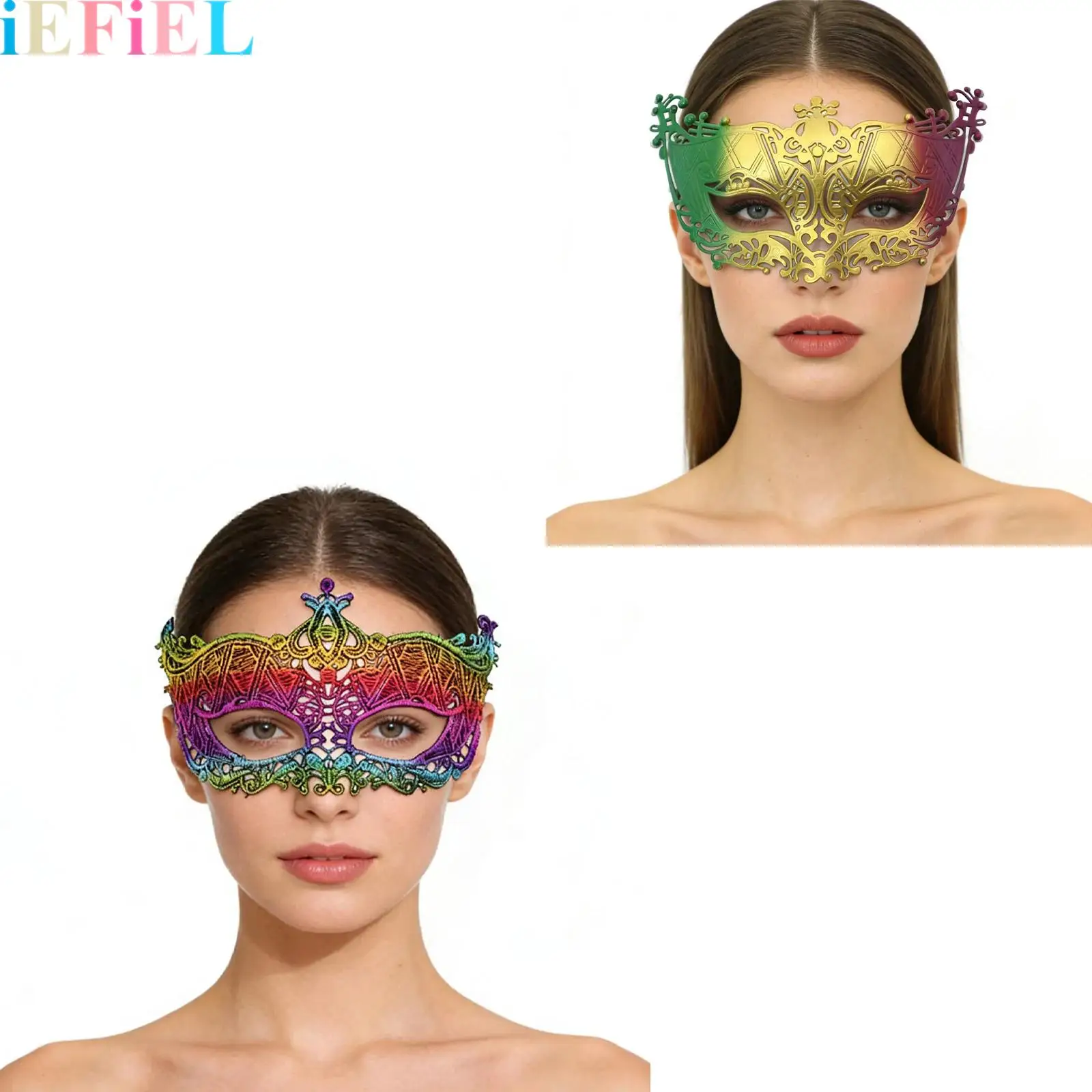 

Masquerade Party Mask Tricolor Gradient Venetian Eye Half Mask for Prom Ball Carnival Mardi Gras Party