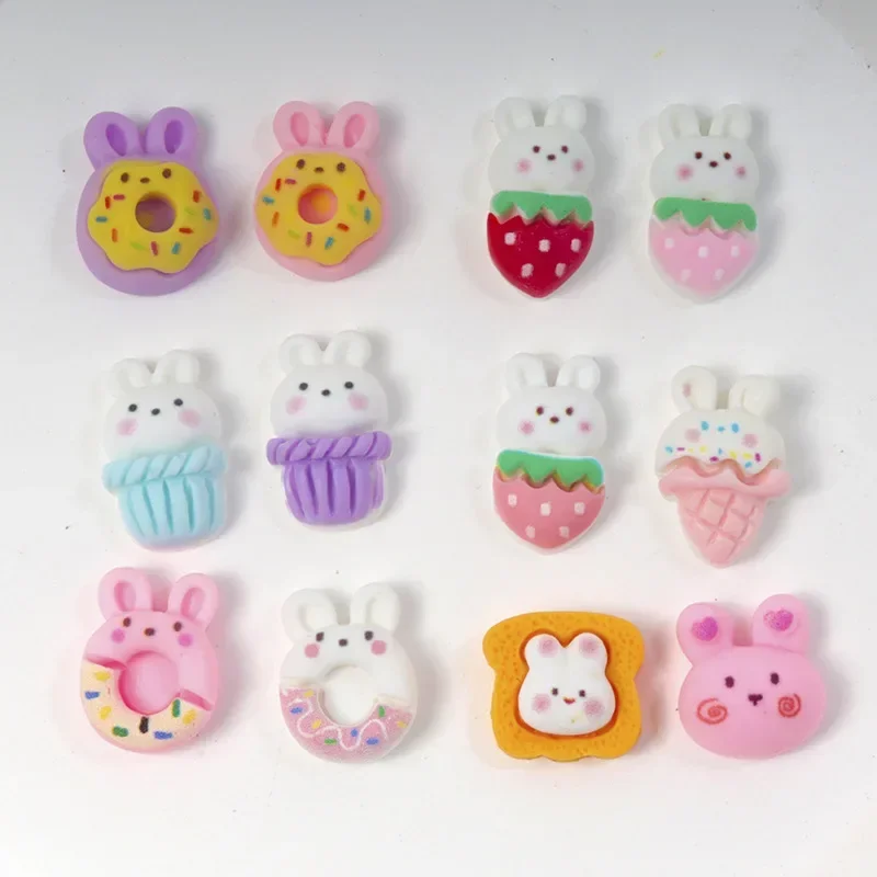 20/100pcs Cartoon Creative Cute Rabbit Diy Home Decoration Mobile Phone Shell Hair Card Headwear Resin Accessory Materials