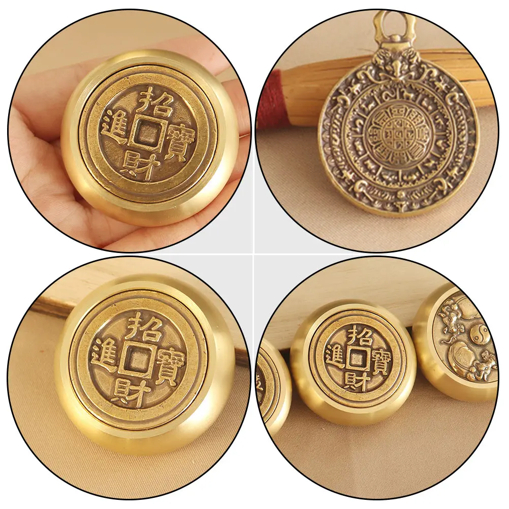 

1pc Premium Brass Retro Desktop Ornament For Home Office Car Decor Auspicious Vintage Collection Calligraphy Art