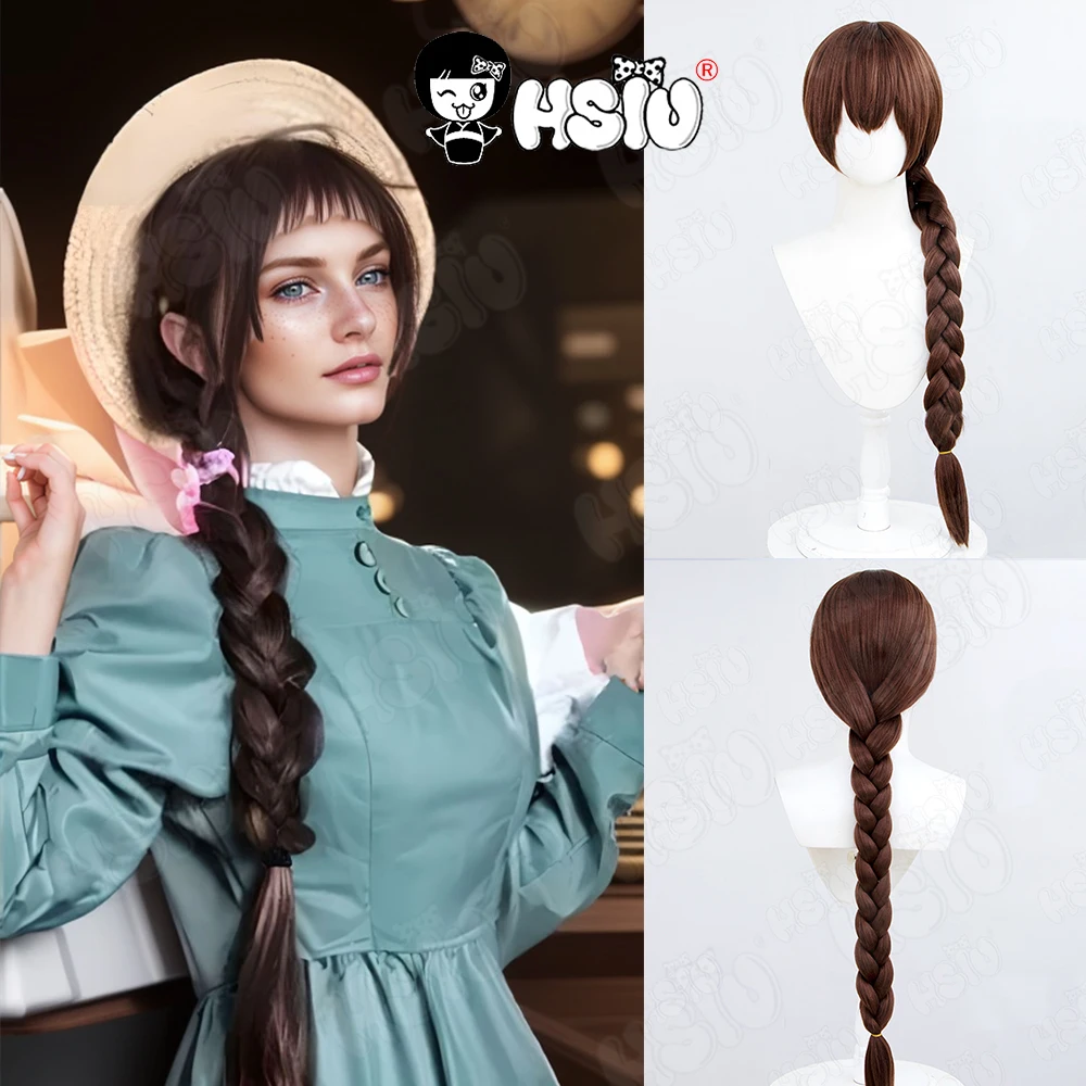 

Sophie Hatter Cosplay Wig Fiber synthetic wig 「HSIU 」Dark Brown Braids Long Wig +Wig cap Anime Howls Moving Castle cosplay Wig