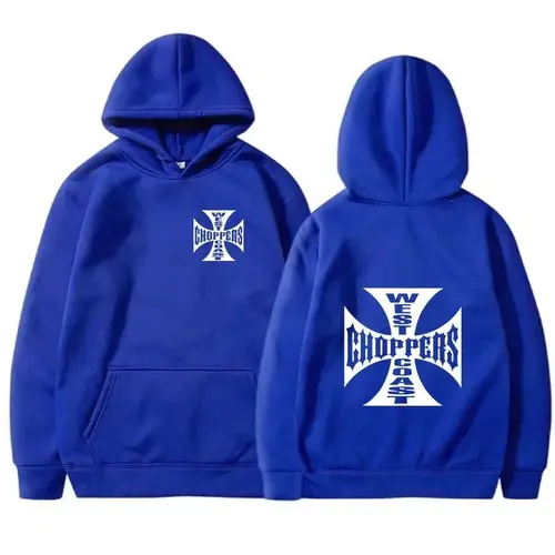 Imagen 2 del producto Sudaderas de algodón para hombres y mujeres más forro polar West Coast Choppers Iron Cross Logo Sudadera con capucha Otoño e invierno Ropa casual de calle