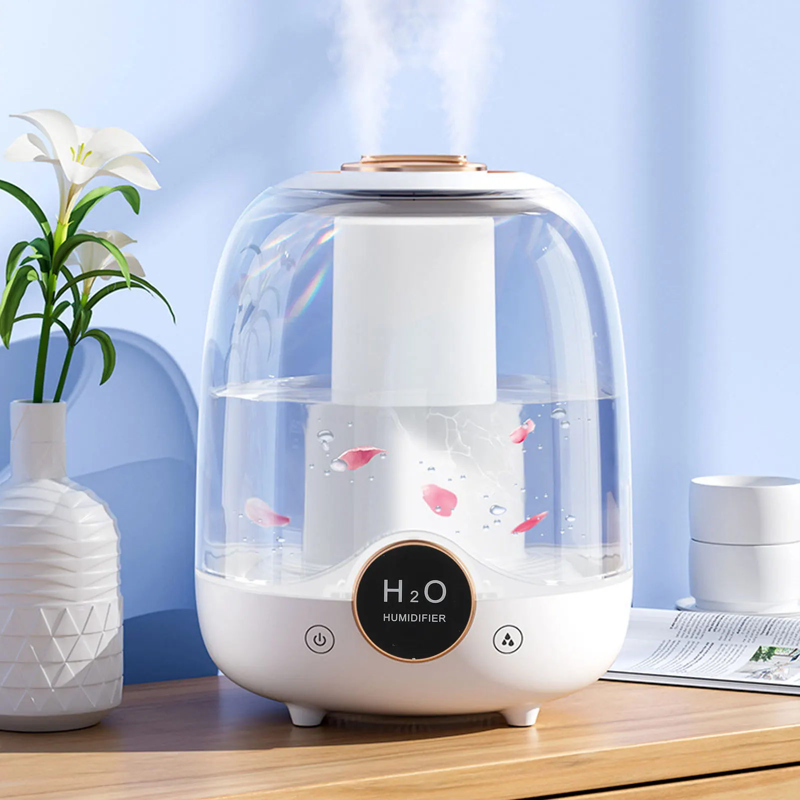 

Маленький увлажнитель воздуха 3л, увлажнитель для ароматерапии большой емкости, настольный увлажнитель с двойным распылением для домашнего офиса