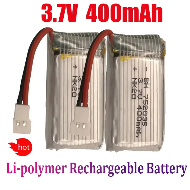 3.7V 400mAh Lipo Battery 752035 Battery for  Remote Control FX620 FX820 F22 SU57 Mige530 RC Drone Rechargeable Polymer Batteries