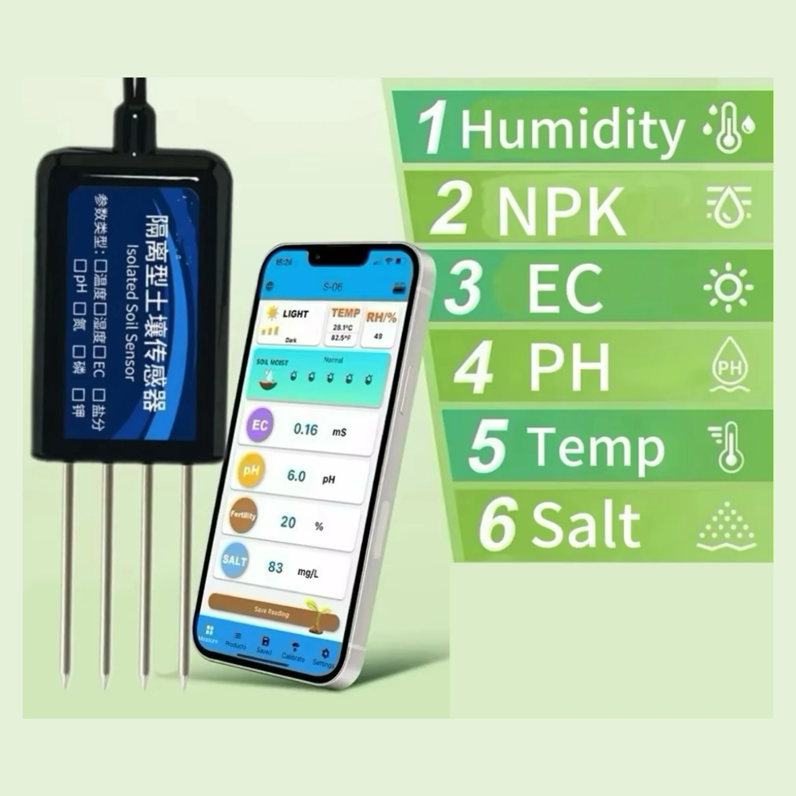 

High Efficiency Agriculture Agriculture Moisture EC Ph Meter Sensors Analyzer NPK Equipment Tester Moisture Soil Sensors
