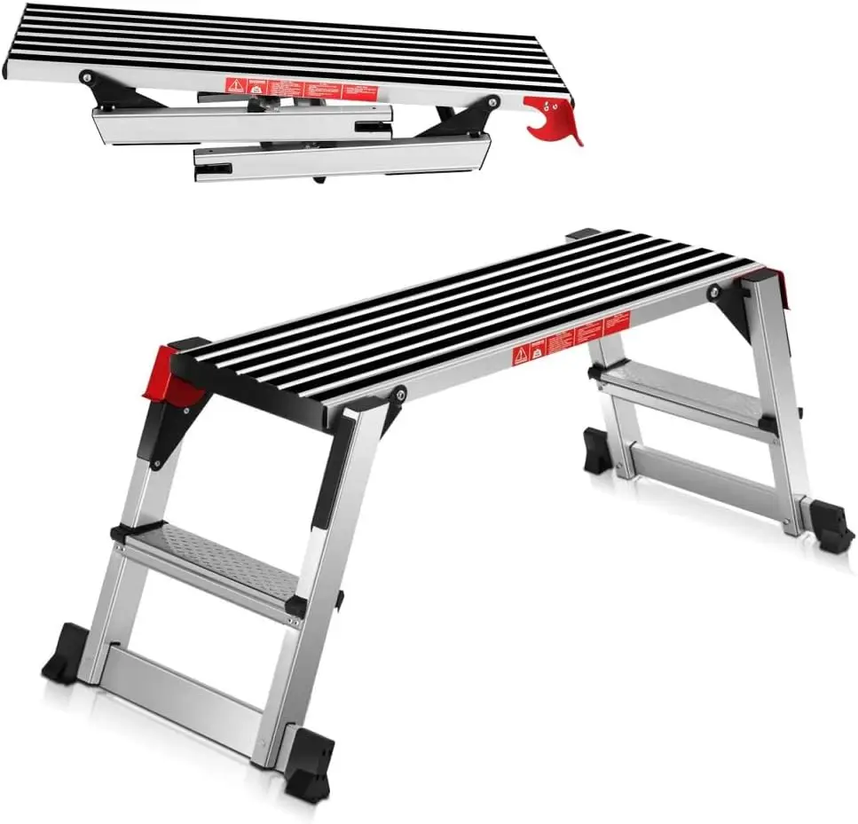 40'' Step Stool Folding Ladder Portable Work Bench Aluminum Drywall Stool with Non Skid Rubber Platform Step with Max 330 lbs