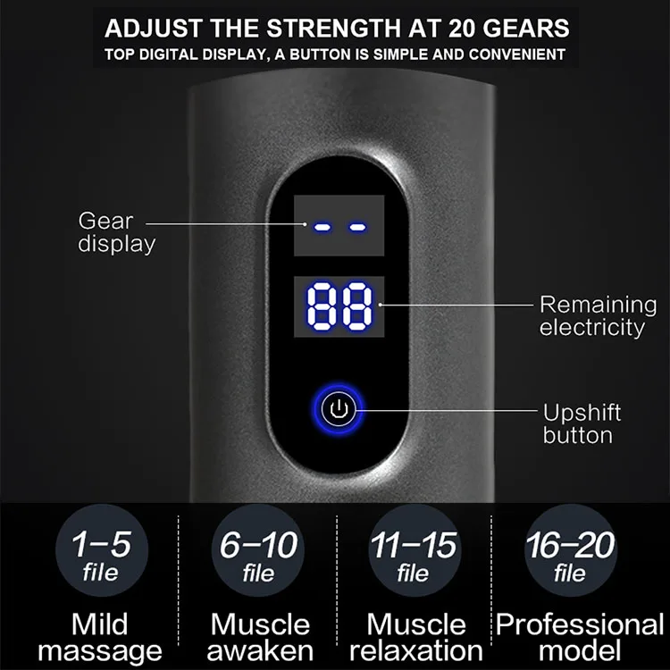 مسدس تدليك العضلات قوي محمول باليد مع فافة اهتزاز 4 رؤوس