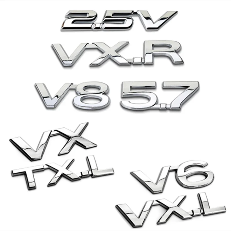 

2.5V V6 V8 VX VXR TXL VXL Emblem for Toyota Reiz Land Cruiser Prado Rav4 Tundra Trunk Lid Sticker Displacement Auto Accessories