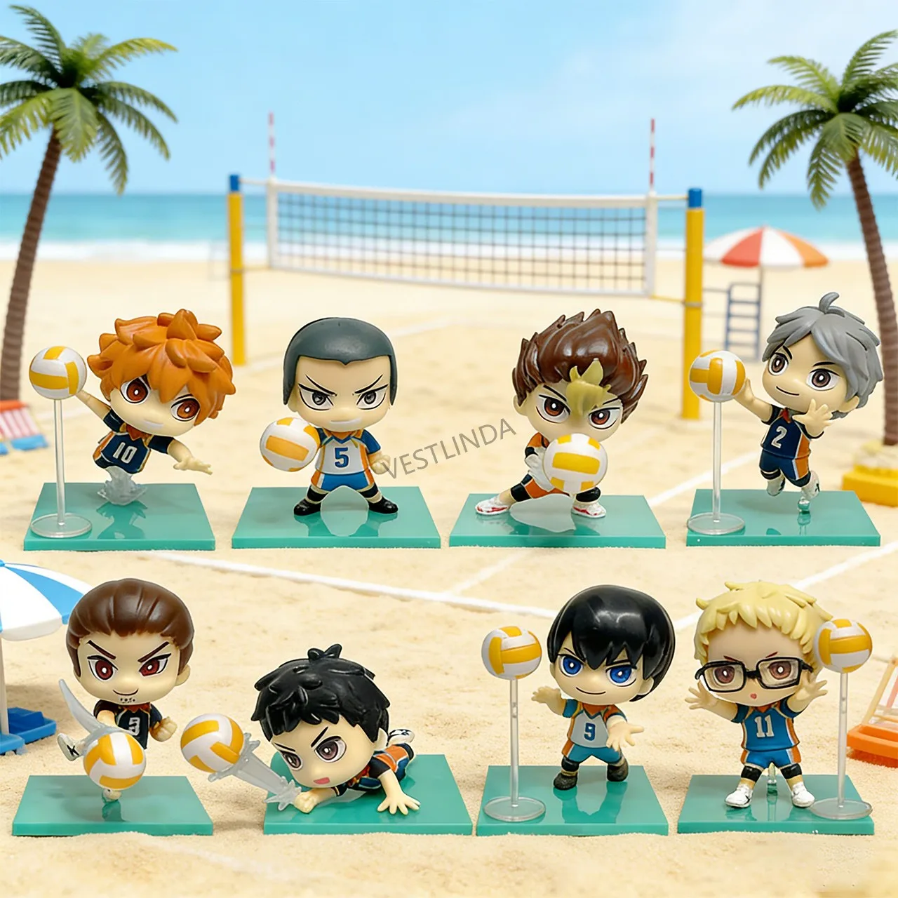 Meistverkauftes Volleyball Junior Modell-Set Niedliche Q-Version Puppe Klassische Charaktere PVC-Modell Anime-Fan-Sammlung Desktop-Dekoration